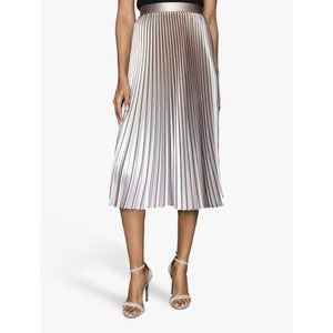 [NWT] REISS - Pleated Metallic Midi Skirt (Pink, 0)